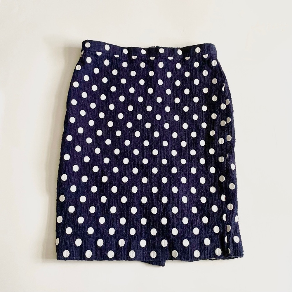 J.Crew Navy Blue Polka Dot Pencil Skirt Size 4